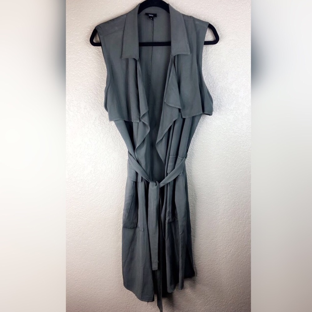 Olive Colored Sleeveless Duster